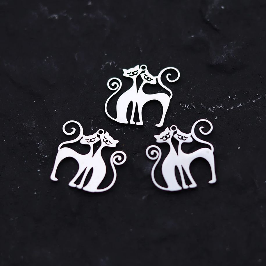 Jewelry Making For Couples - 3pcs Cute Couple Cat Stainless Steel
