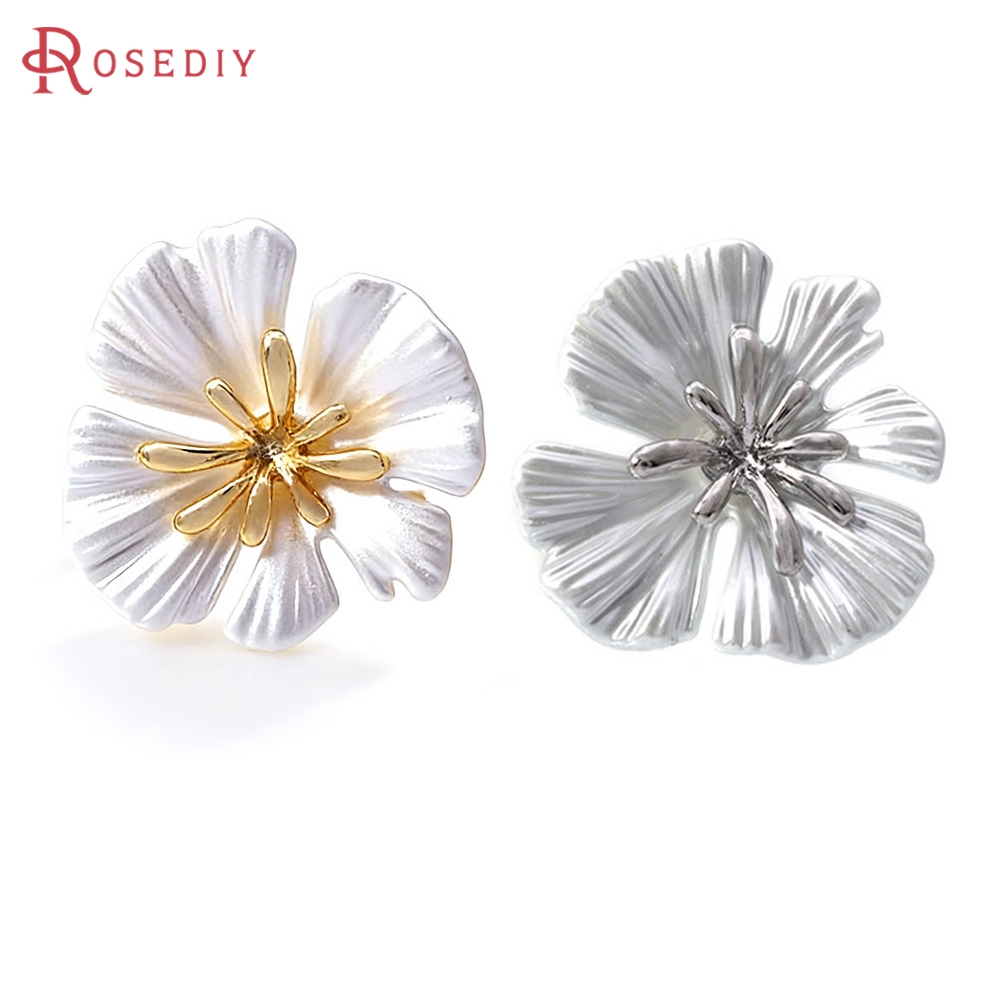 Jewelry Making Earrings - 4PCS 18K Gold Color Brass Flower