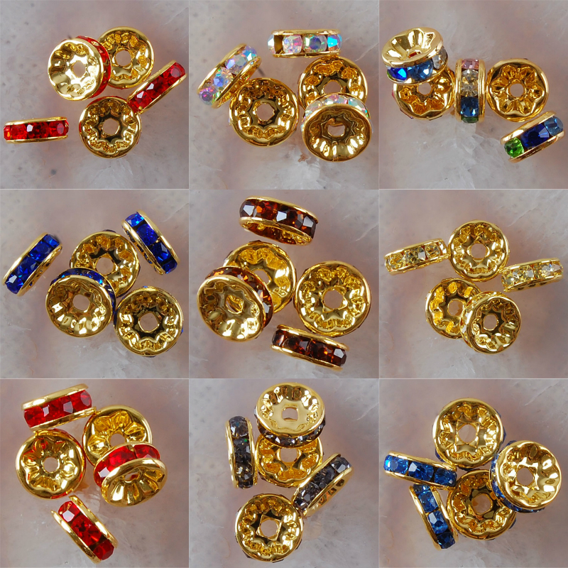 Jewelry Making Classes - 5Pcs Multicolor Crystal Gold Class Spacer
