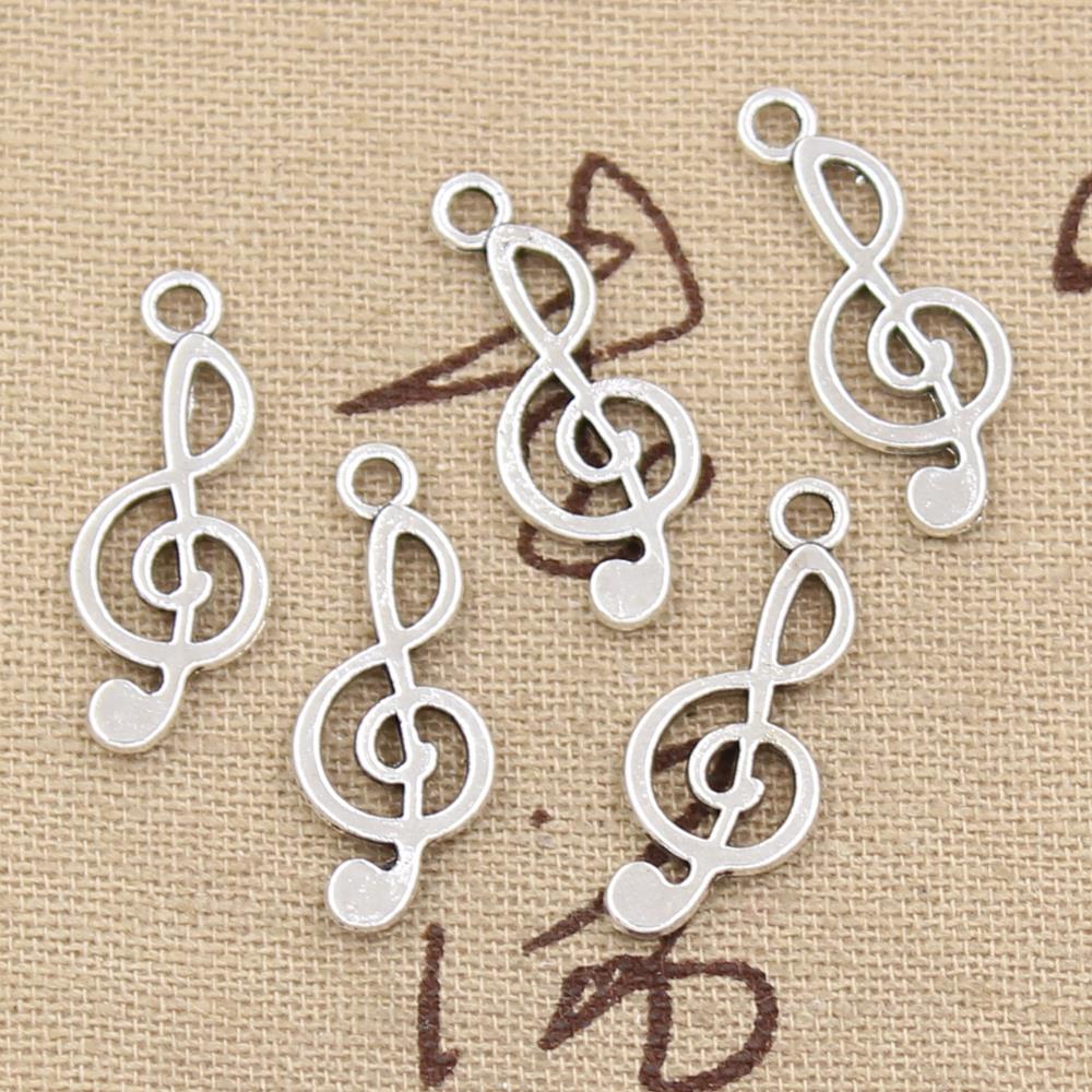 Jewelry Making Notes - 30pcs Charms Musical Note 26x10mm Antique