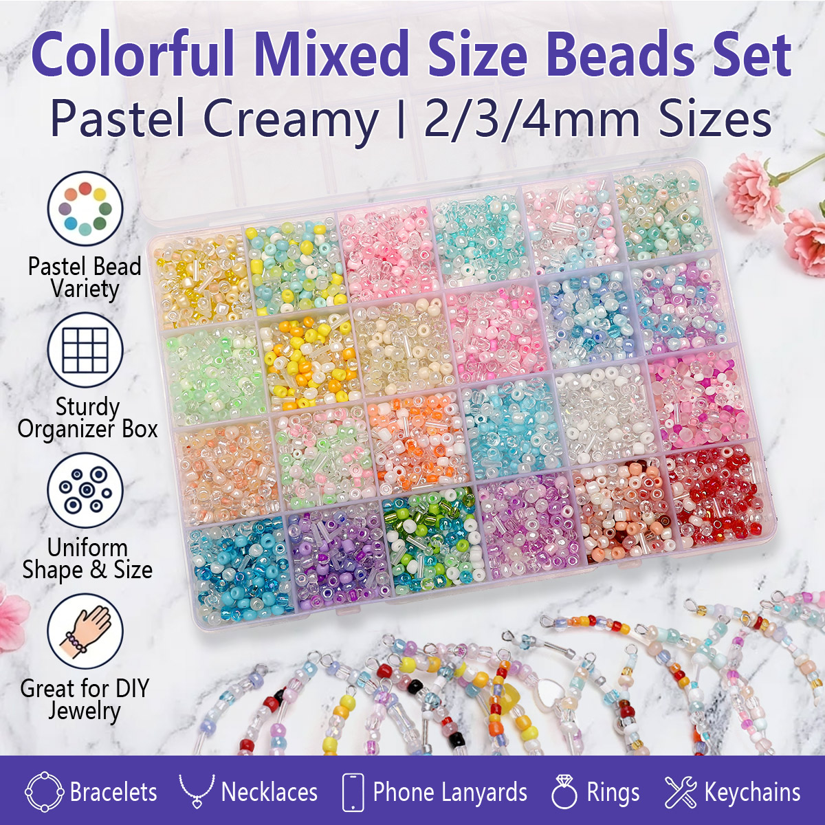 Jewelry Making Tutorial - 24 Grid Mixed Size Glass Seed