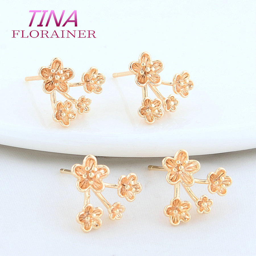 Jewelry Making Earrings - 13*14MM 18K Gold Color Plated Brass
