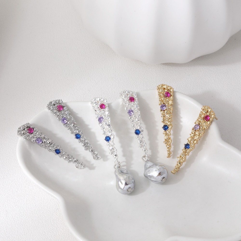 Jewelry Making Earring Supplies - 2PCS CZ Paved Design Ear Studs
