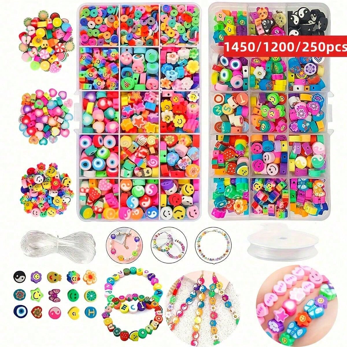 Jewelry Making With Beads - 1450/1200/250pcs Polymer Clay Beads Set, Box,