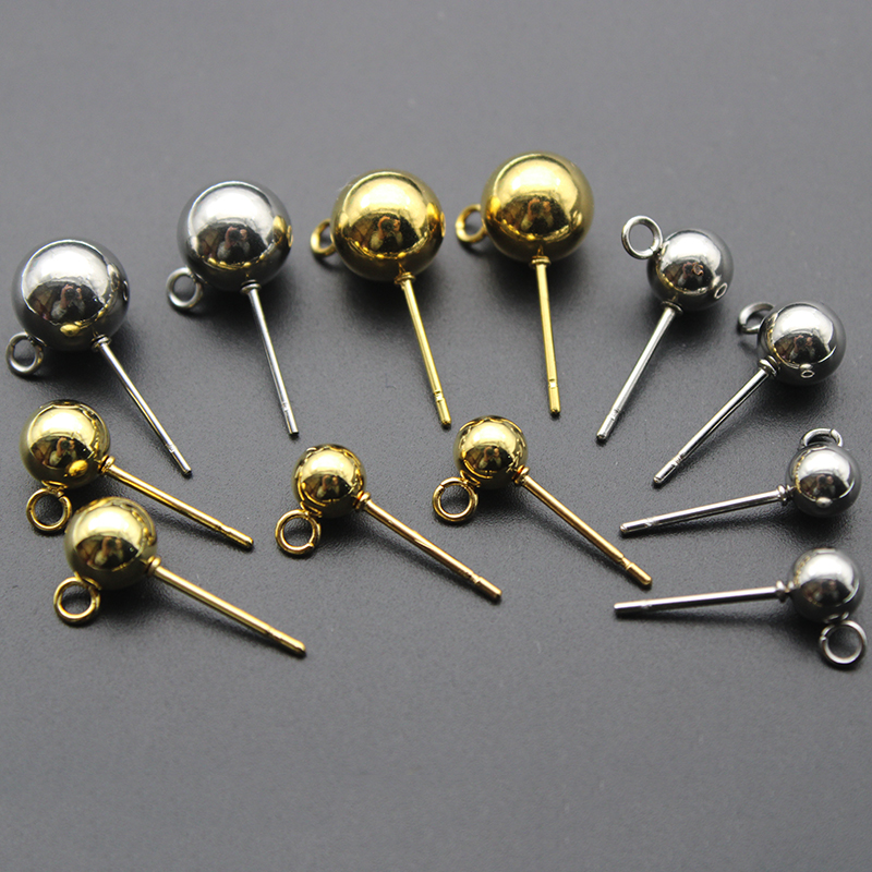 Jewelry Making Earrings - 20Pcs Stainless Steel 3/4/5/6/8mm Round Ball