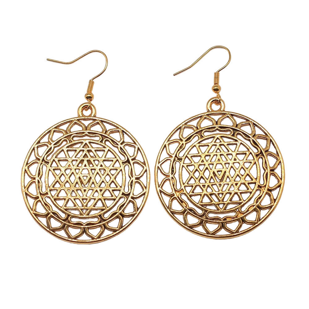 Jewelry Making For Couples - 1pair Sri Yantra Pattern ear piercing