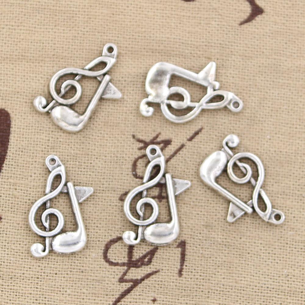 Jewelry Making Notes - 25pcs Charms Musical Note 21x13mm Antique