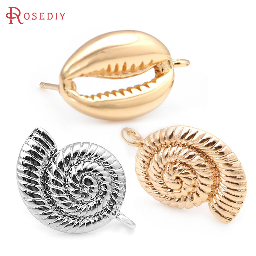 Jewelry Making Earring Supplies - 6PCS 18K Gold Color Brass Conch
