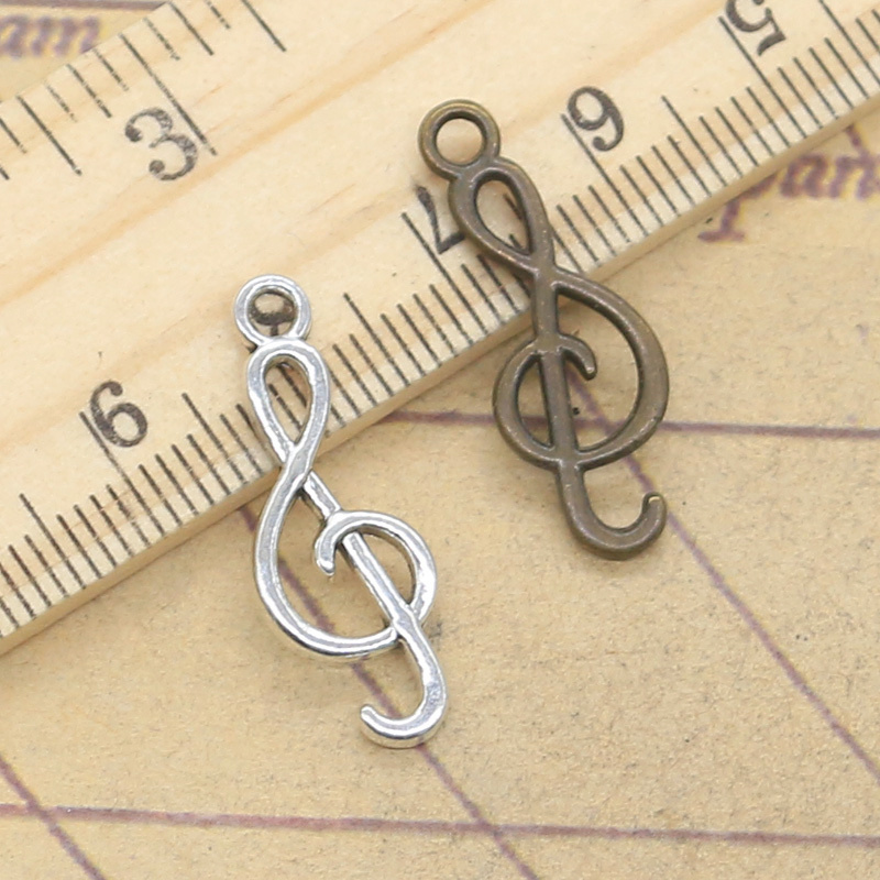 Jewelry Making Notes - 20pcs Charms Musical Note 25x9mm Antique