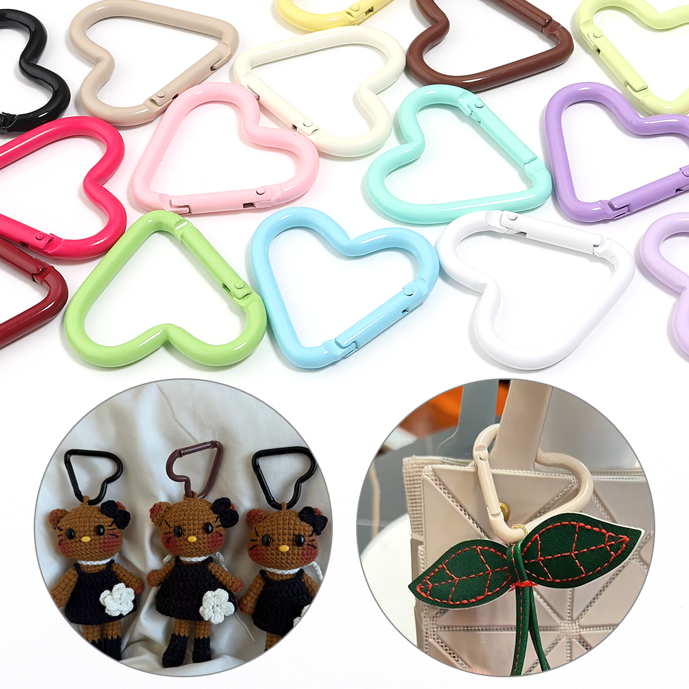 Jewelry Making Factory - 5pcs Colorful Heart-shaped Aluminum Alloy Carabiner