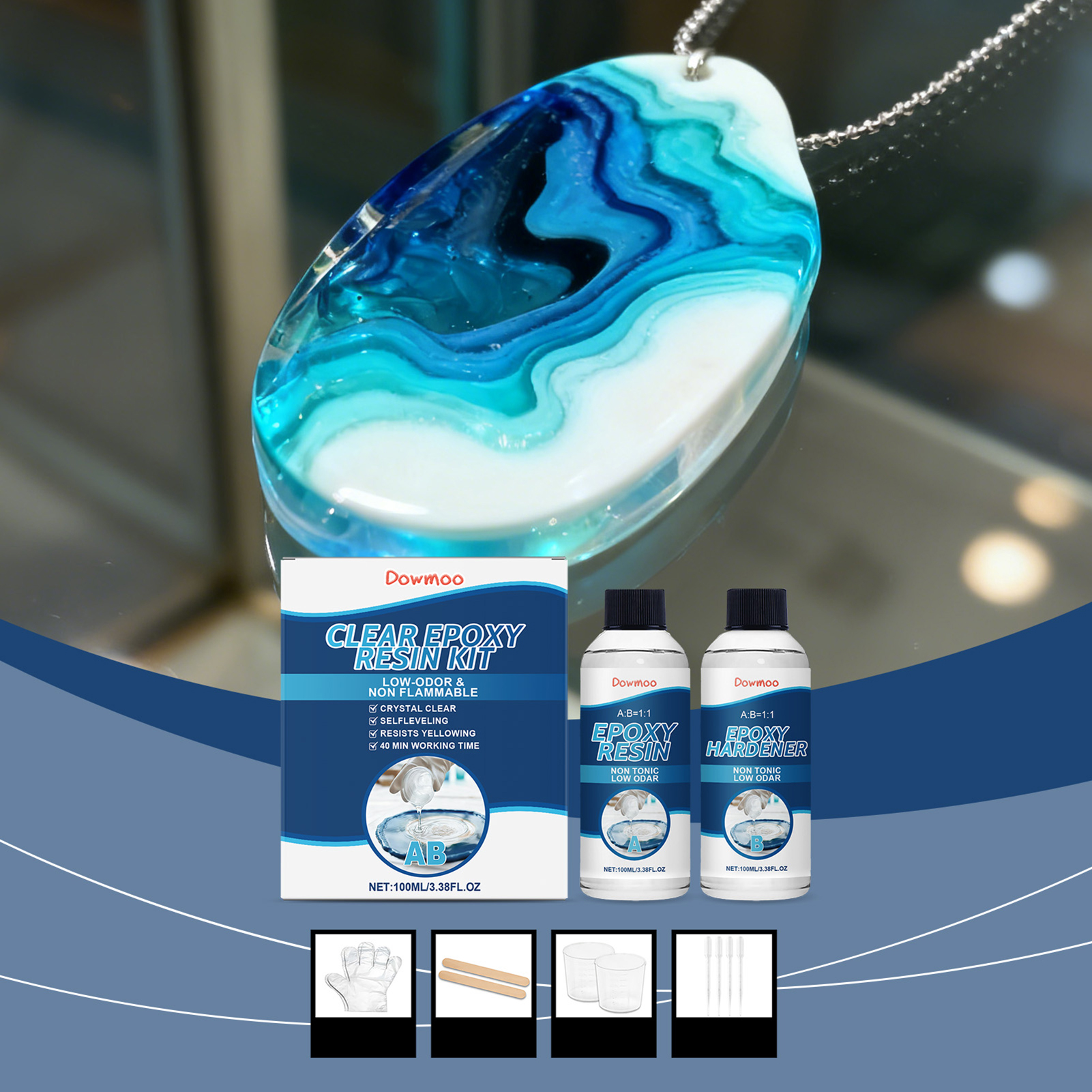Resin Mold Jewelry - DIY Crystals Clear Epoxys Resin 1:1