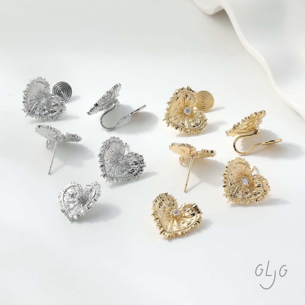 Jewelry Making Earring Supplies - 4PCS Heart Charms Stud Earrings Ear