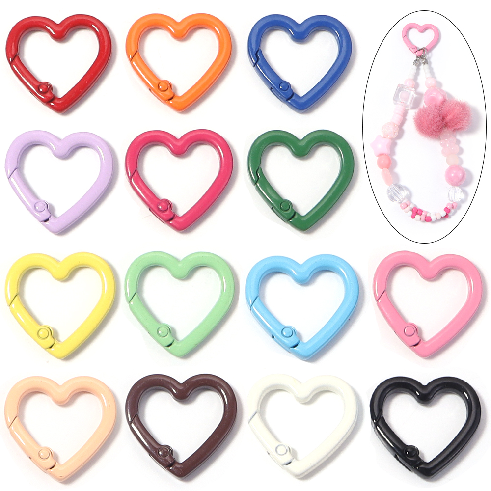 Jewelry Making Factory - 5pcs Alloy Heart Spring Clasps Snap