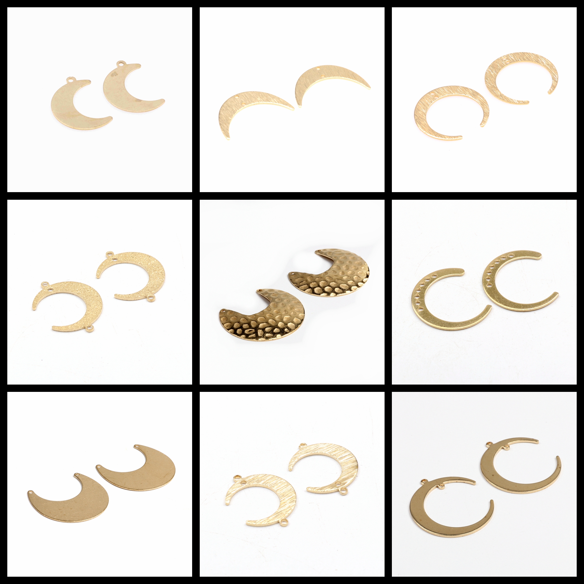 Jewelry Making Hammer - Hammered Brass Charms,Moon Shaped connector,Findings Accessories