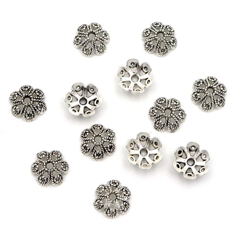 50pcs Flower Hollow Loose Spac - Jewelry Making Business reseña y precio