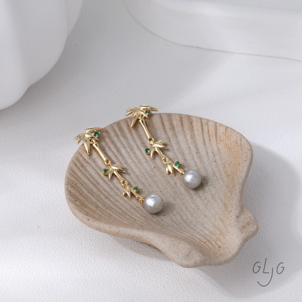 2PCS Bamboo Design Ear Studs B - Jewelry Making Earring Supplies reseña y precio