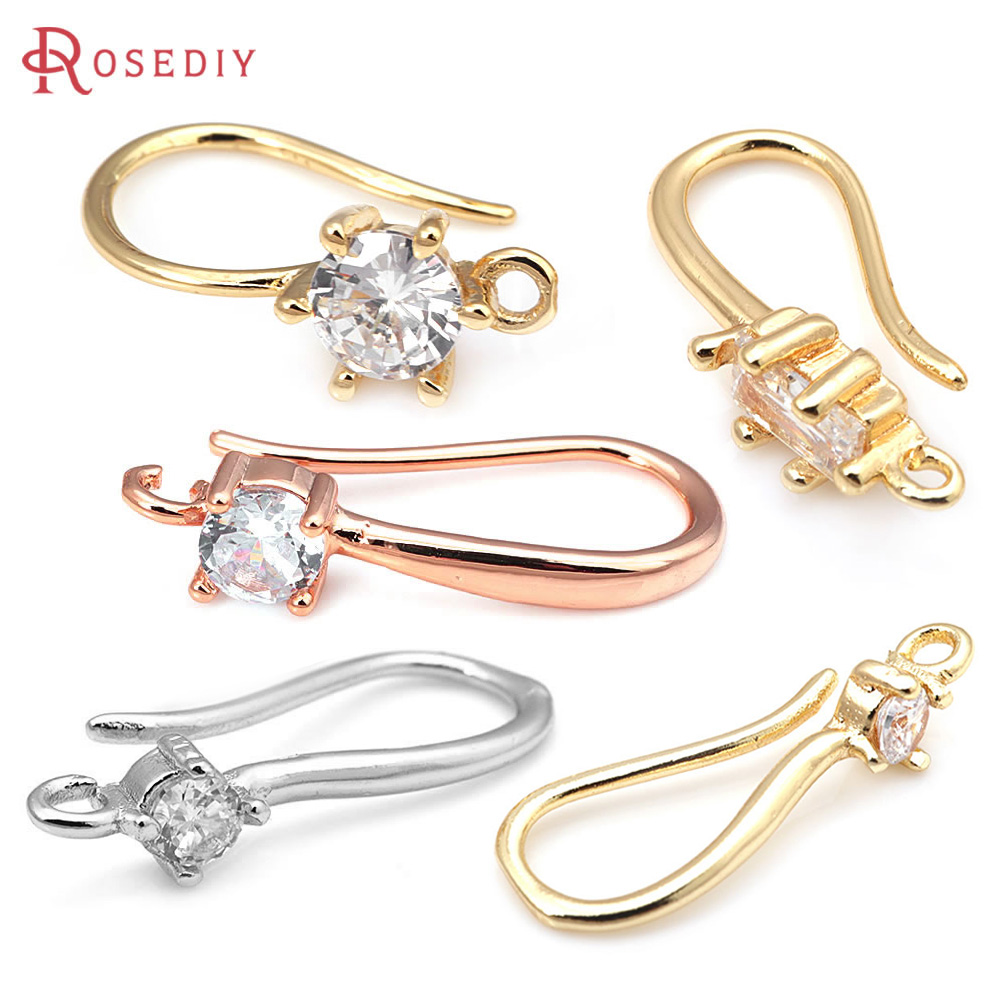 18K Gold Color Brass with Zirc - Jewelry Making Earrings reseña y precio