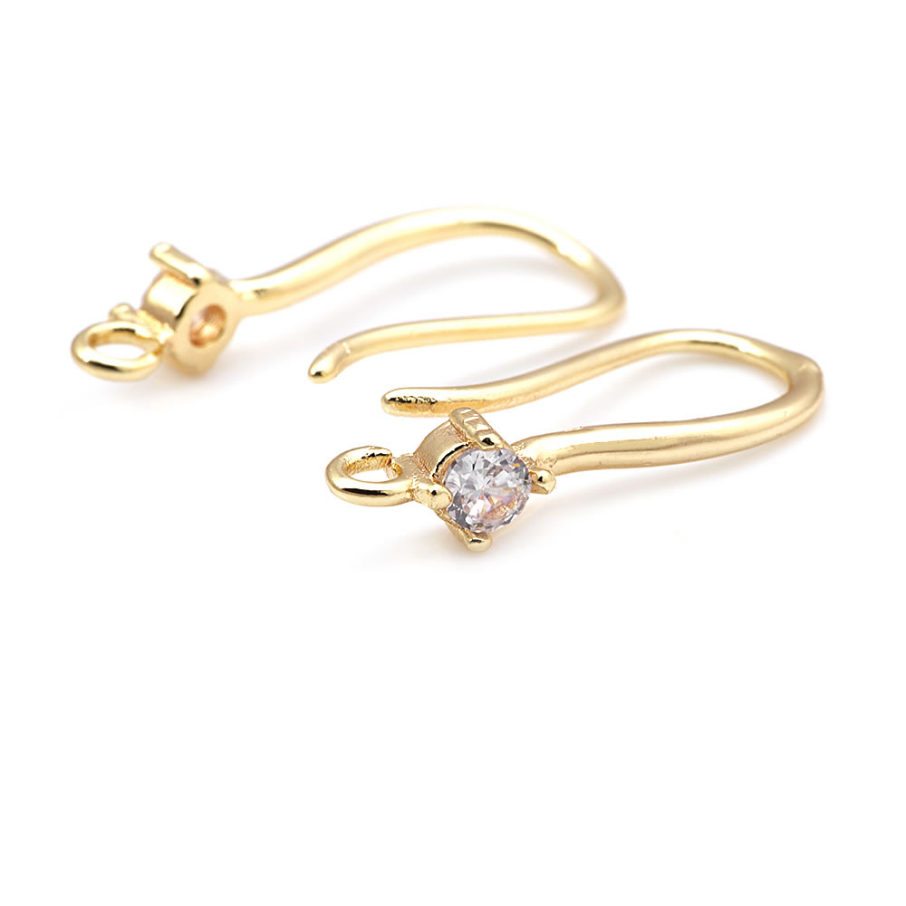 18K Gold Color Brass with Zirc - Jewelry Making Earrings reseña y precio
