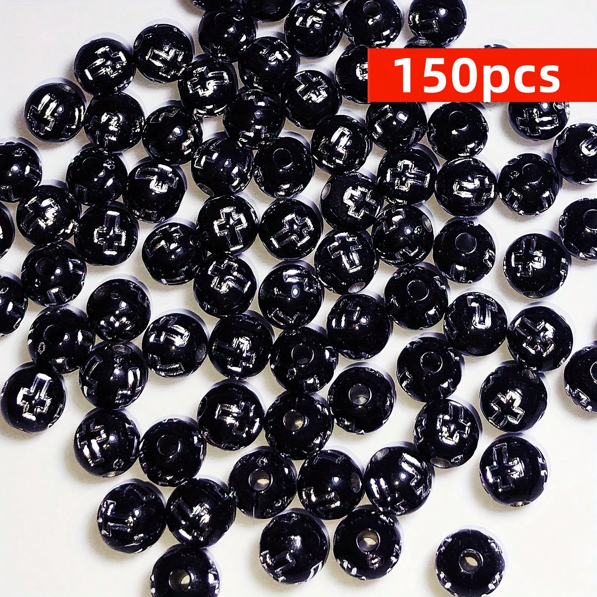 8mm 150pcs Black And White Cro - Jewelry Making Business reseña y precio