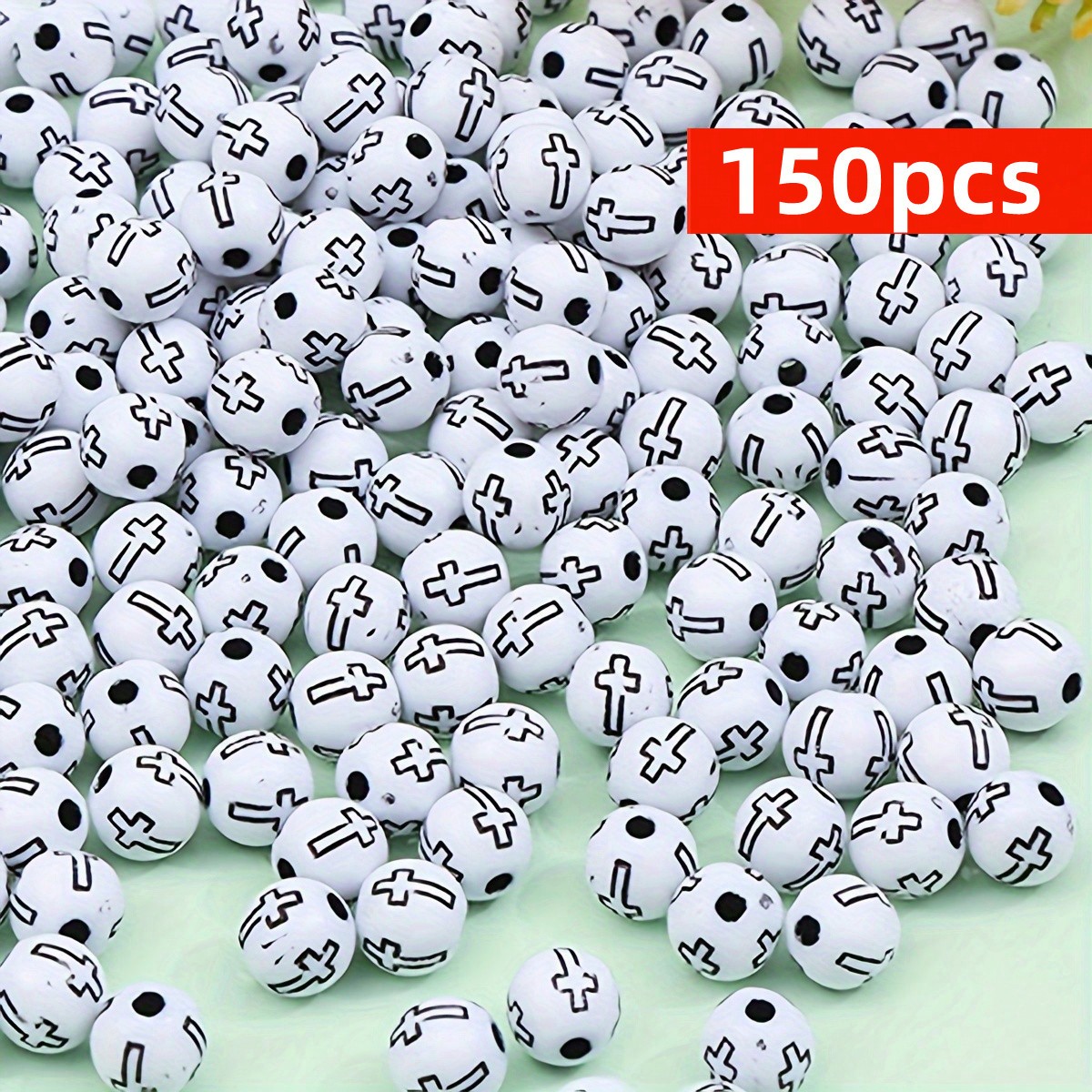 8mm 150pcs Black And White Cro - Jewelry Making Business reseña y precio