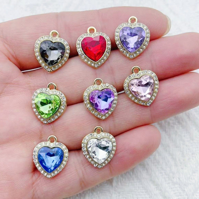 10pcs heart-shaped inlaid colo - Jewelry Making Earrings reseña y precio