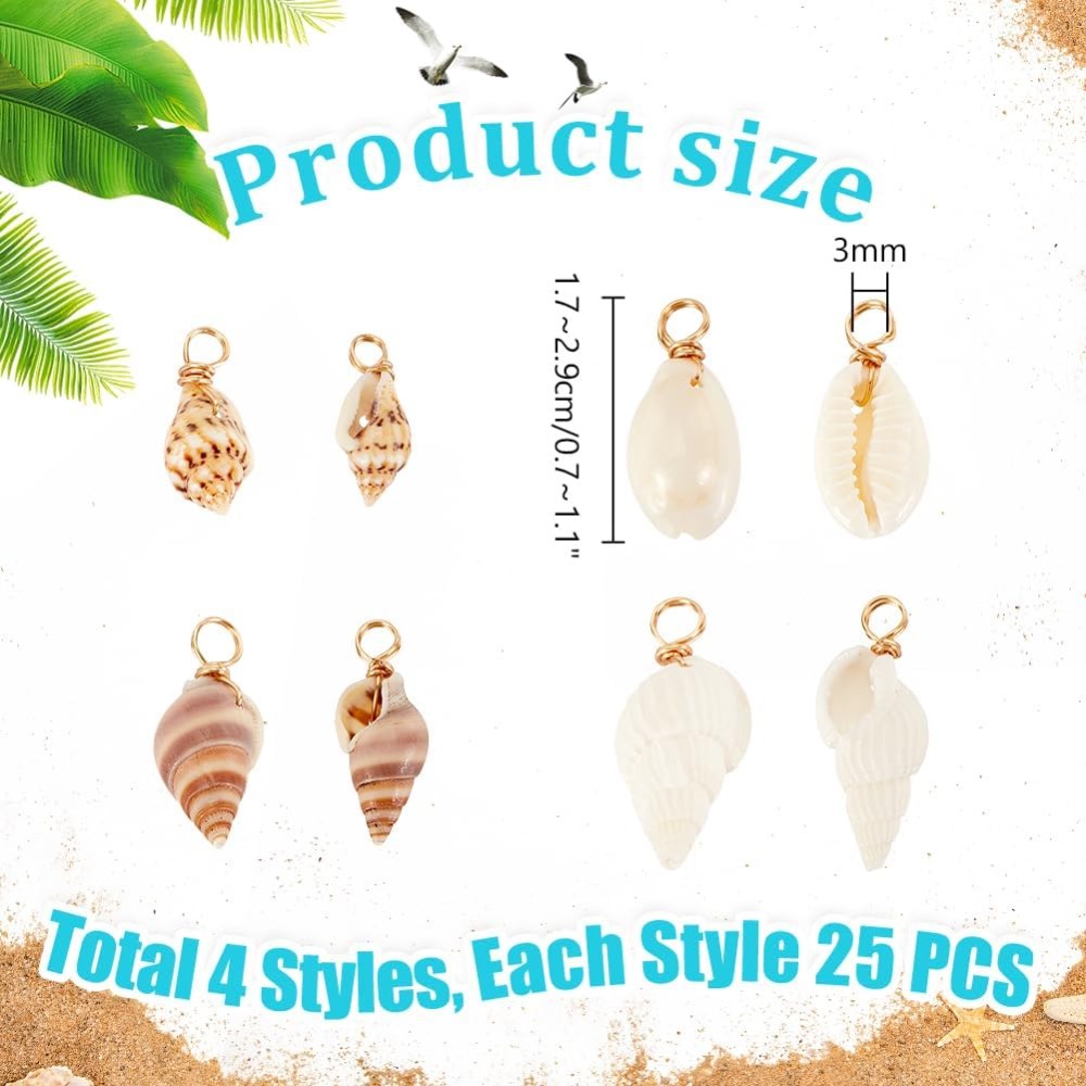 100pcs 4 Styles Natural Shell  - Jewelry Making Tutorial reseña y precio