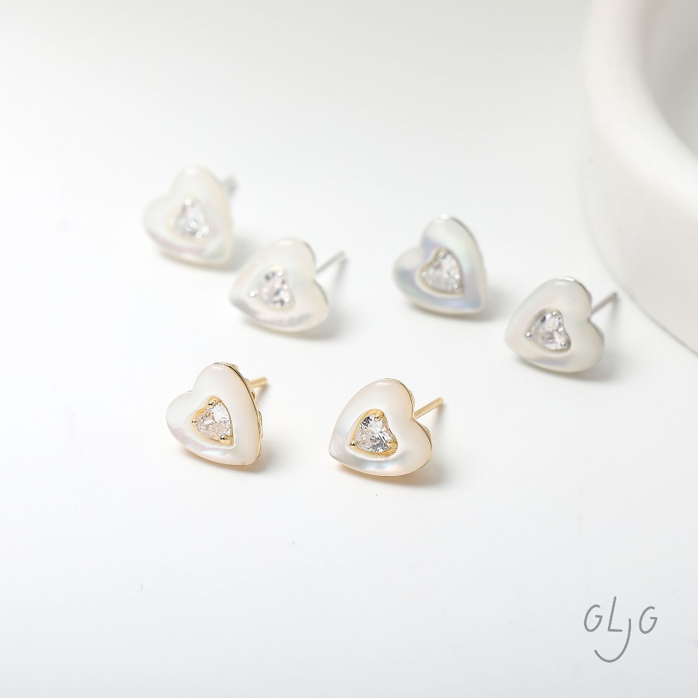 2PCS Dainty Heart Shell Ear St - Jewelry Making Earring Supplies reseña y precio