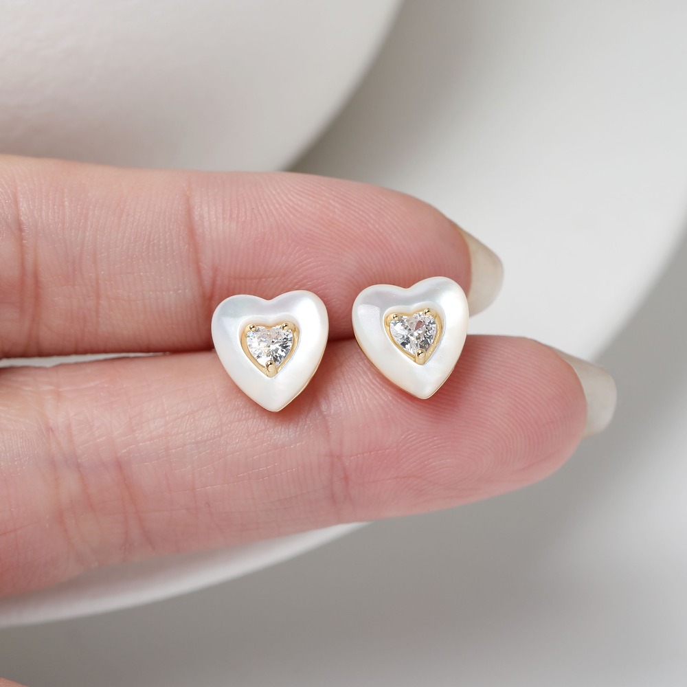 2PCS Dainty Heart Shell Ear St - Jewelry Making Earring Supplies reseña y precio