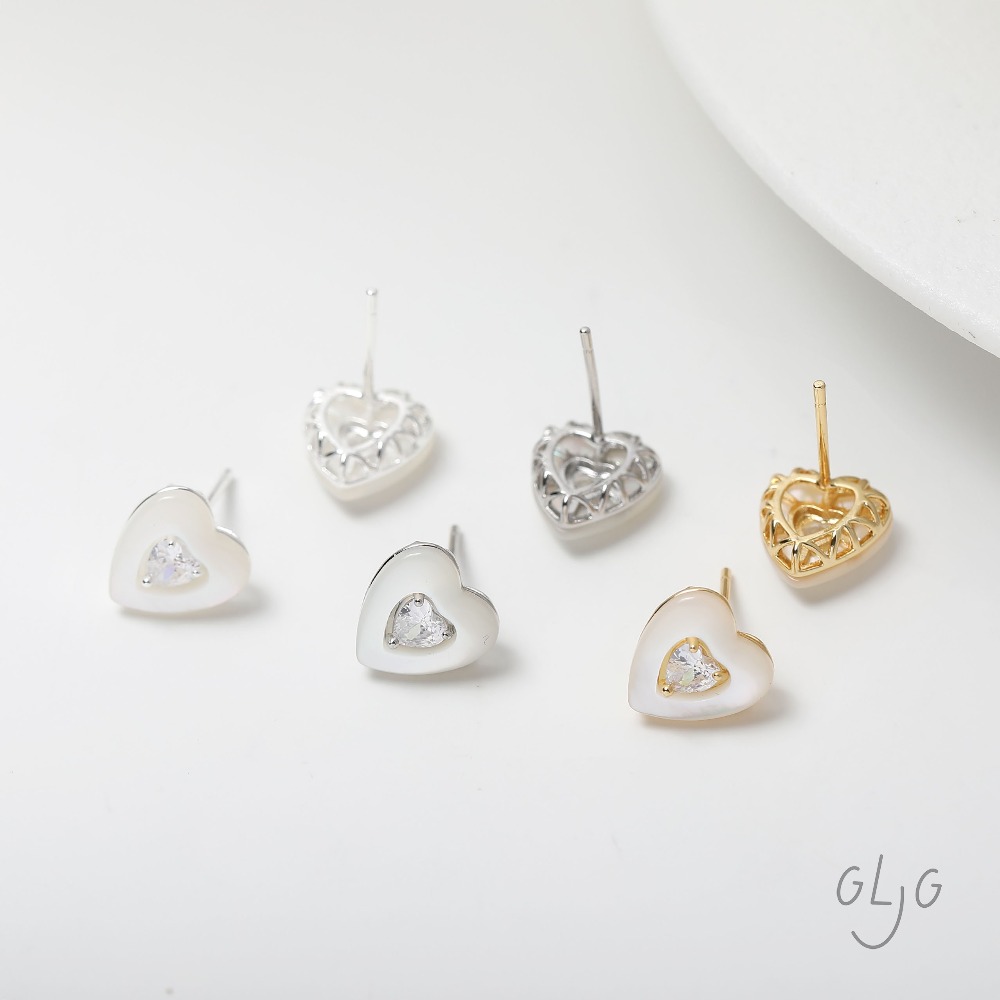 2PCS Dainty Heart Shell Ear St - Jewelry Making Earring Supplies reseña y precio