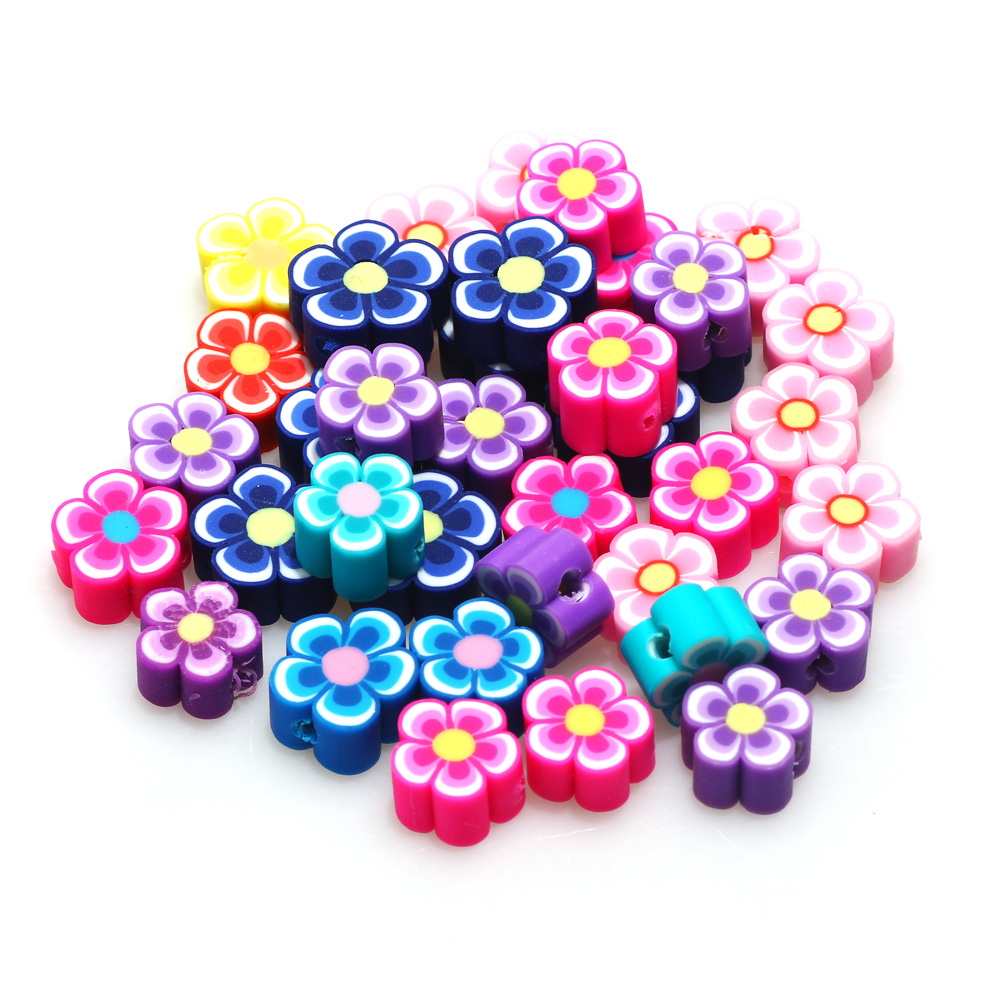 100pcs 10mm Mixed Flowers Poly - Jewelry Making Business reseña y precio