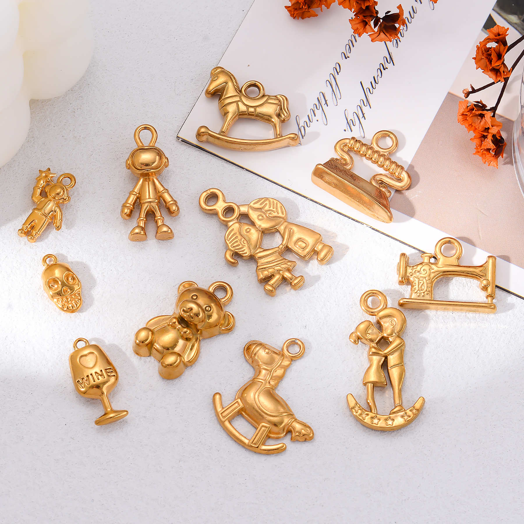 2Pcs Stainless Steel Bear Rock - Jewelry Making For Couples reseña y precio