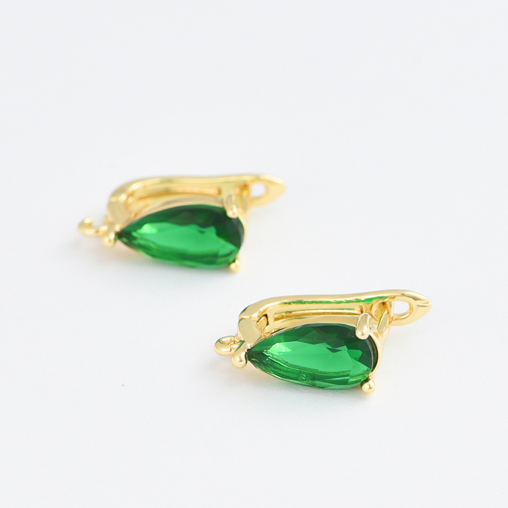 1 Pair Brass Green /Blue Cryst - Jewelry Making Earrings reseña y precio