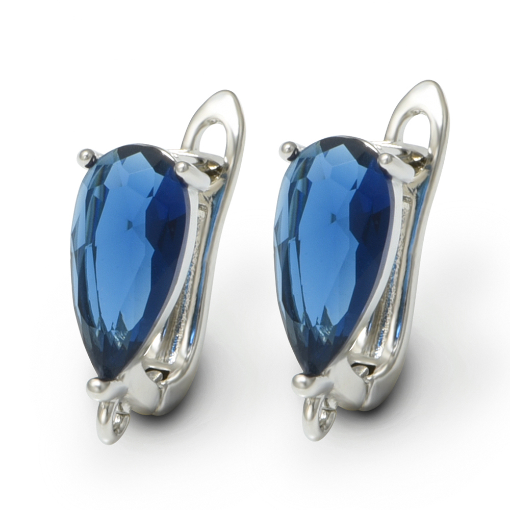 1 Pair Brass Green /Blue Cryst - Jewelry Making Earrings reseña y precio